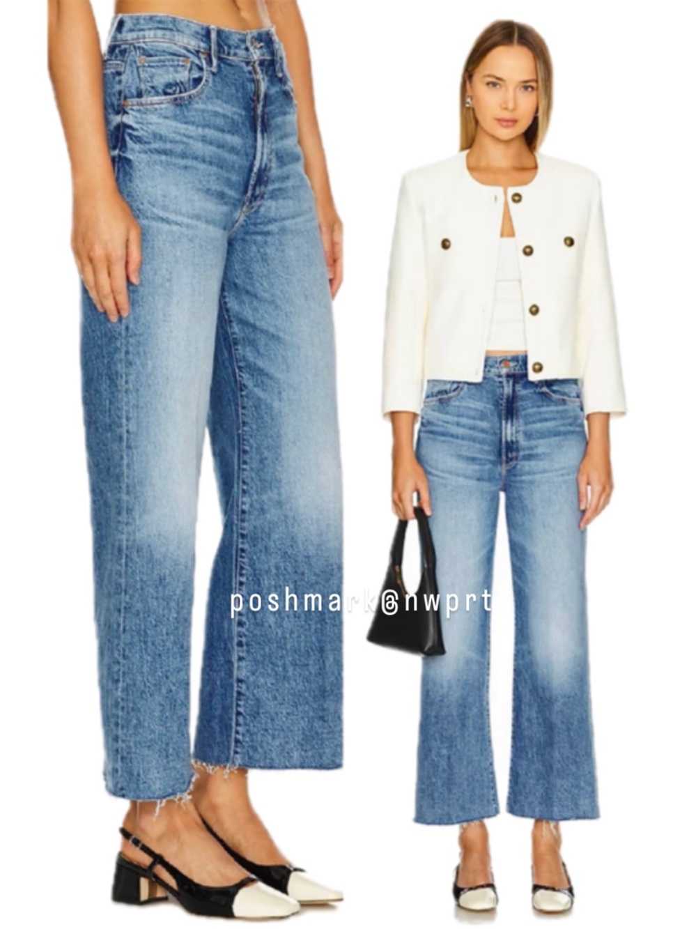 MOTHER Denim Maven For Sure High Waist Wide Leg Crop Jeans 24